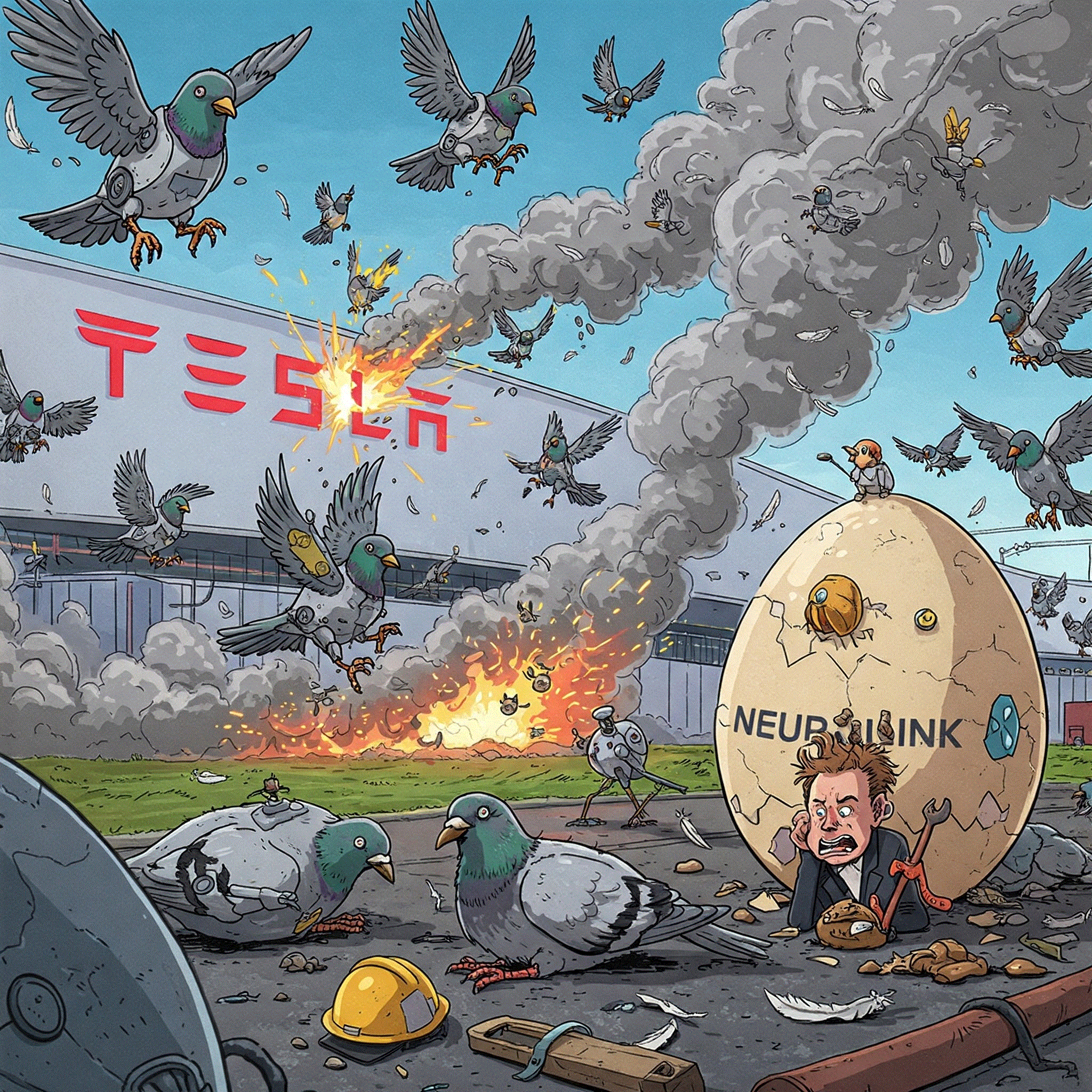 Pigeon drones attacking