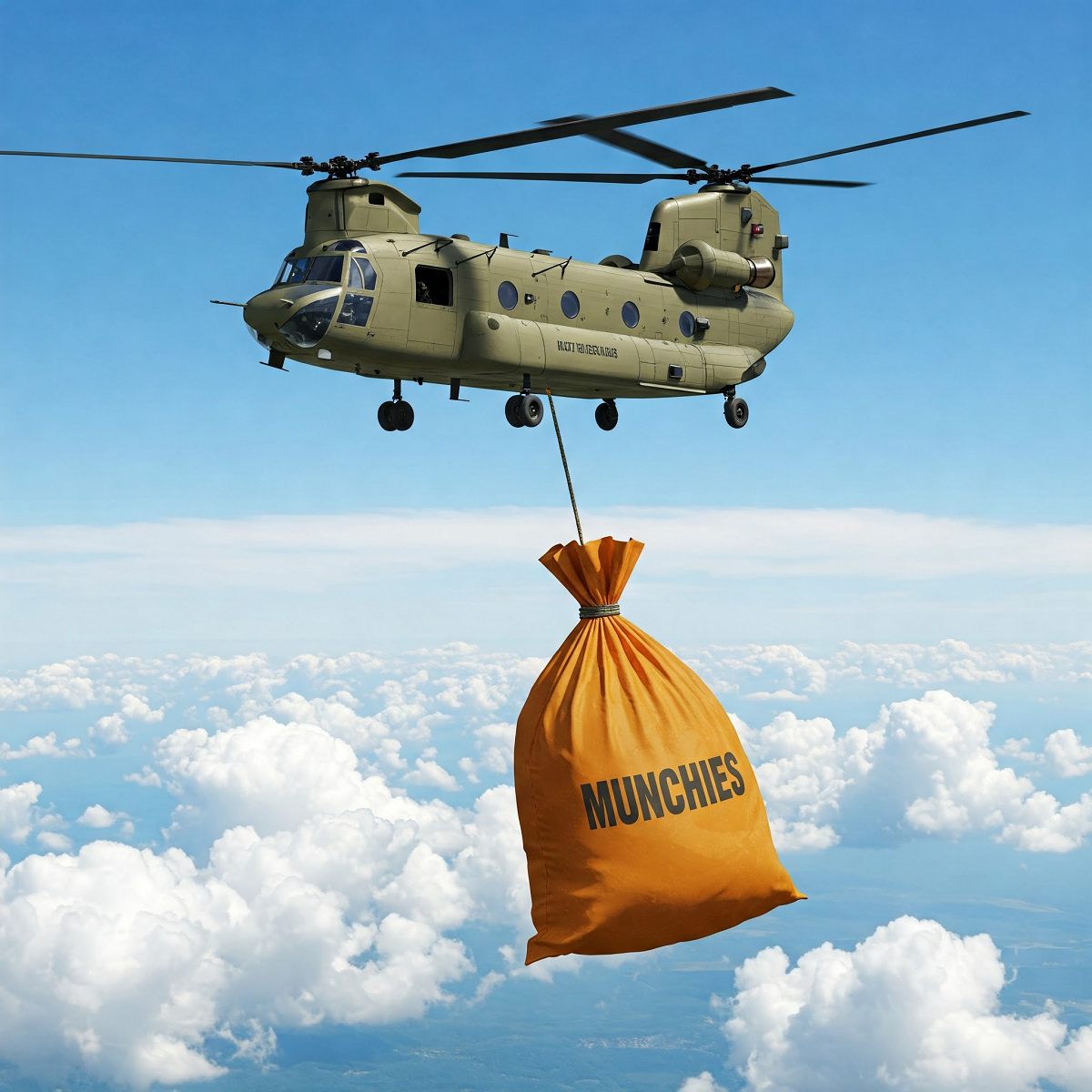 Chinook transporting emergency muncies