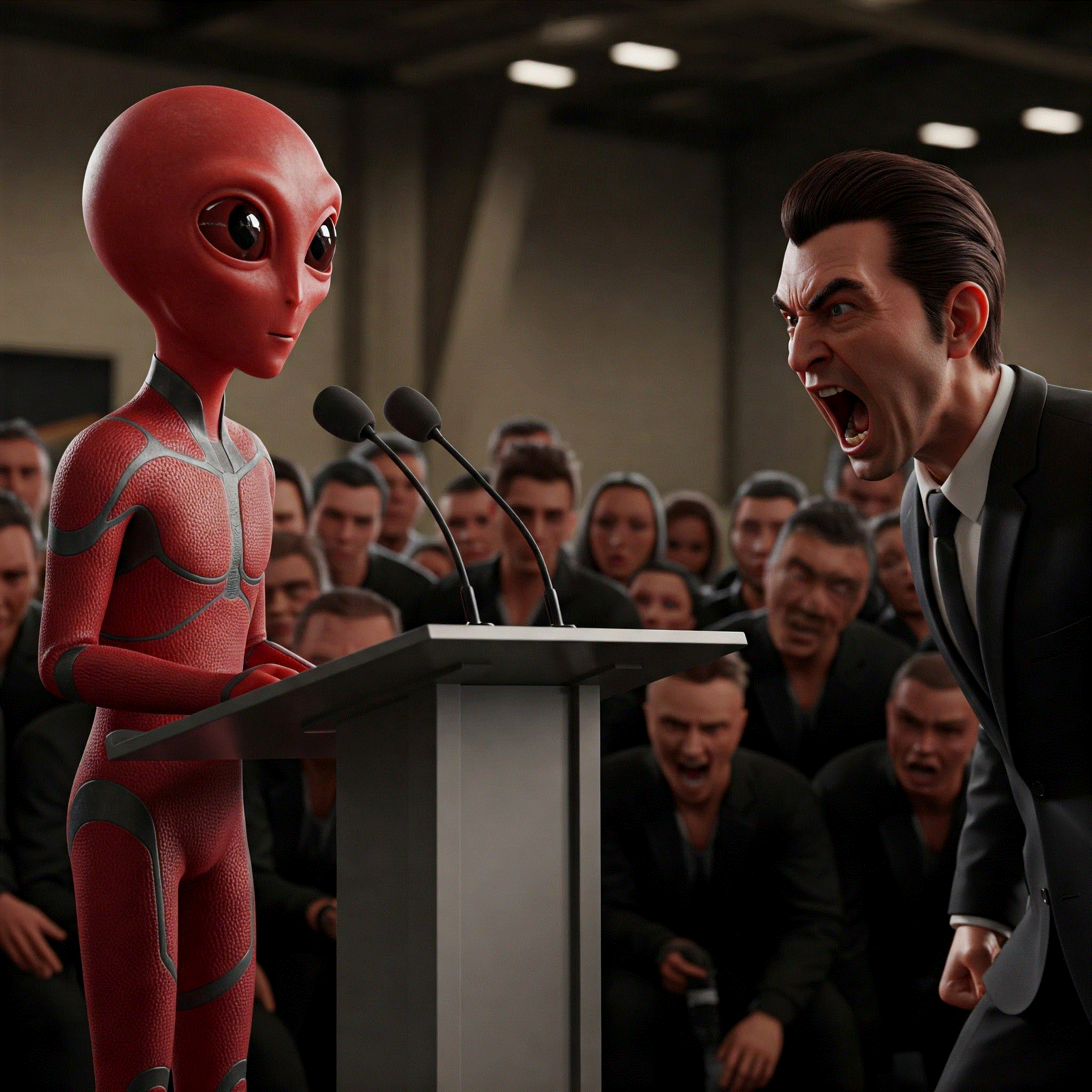 Man yelling at martian