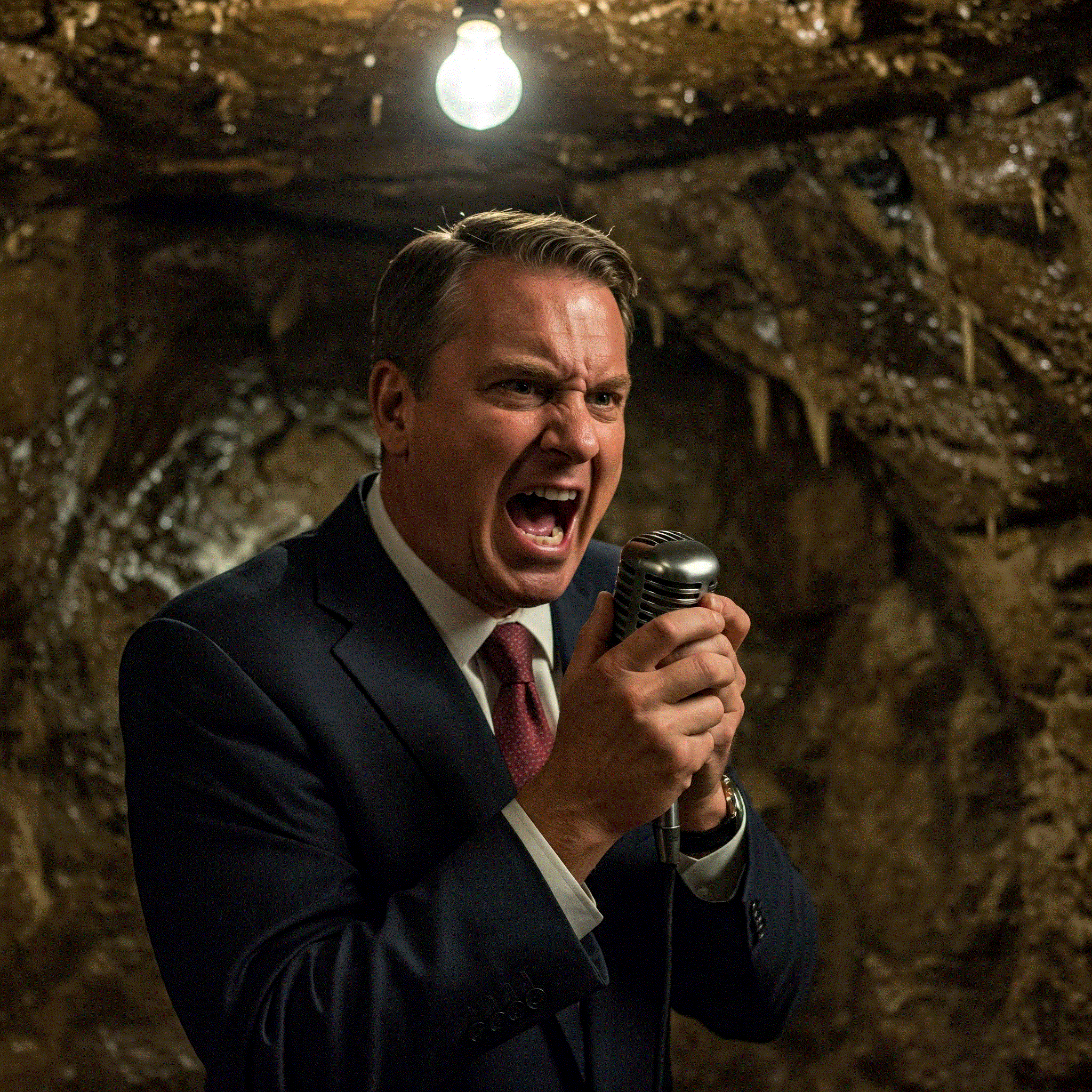 Reginald Bottomly seen yelling at ham radio in cave