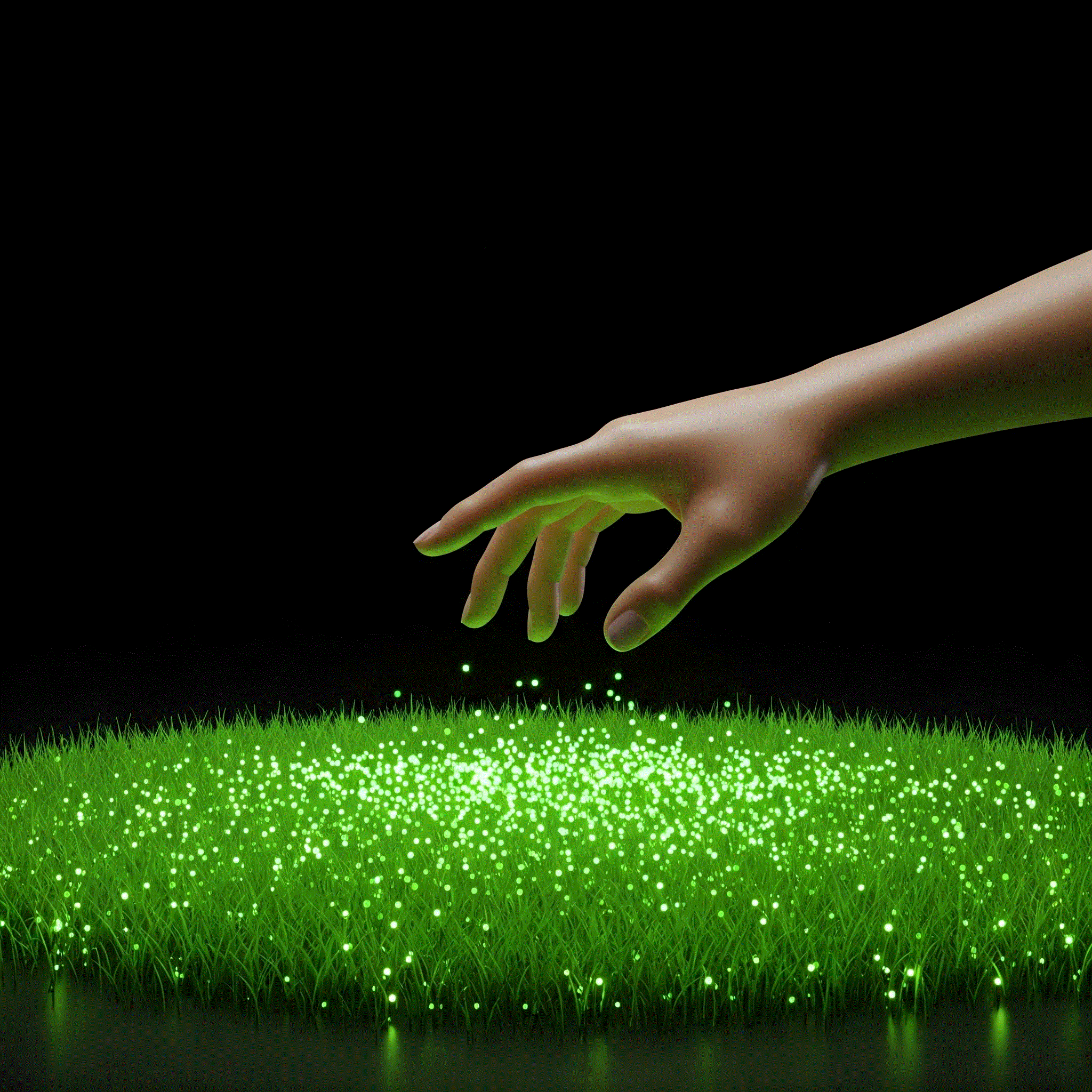 hand touching virtual grass